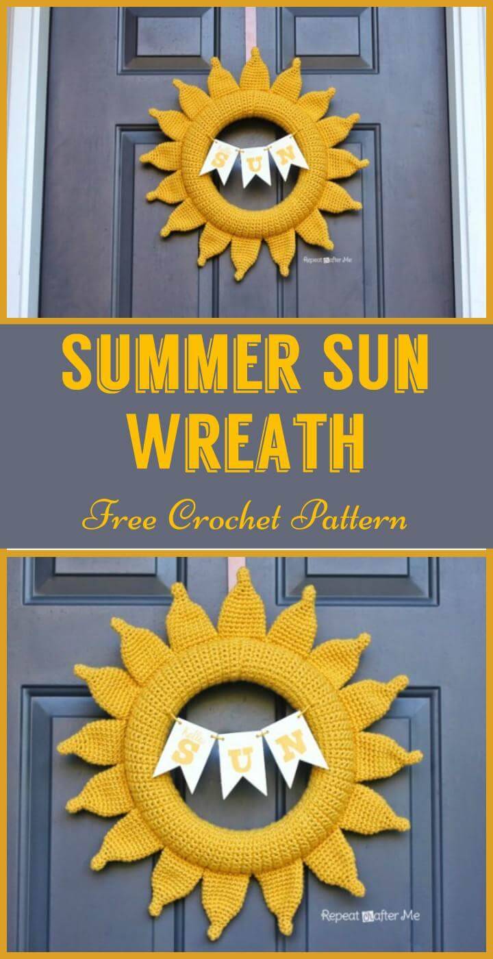 Summer SUn Wreath Free Crochet Pattern